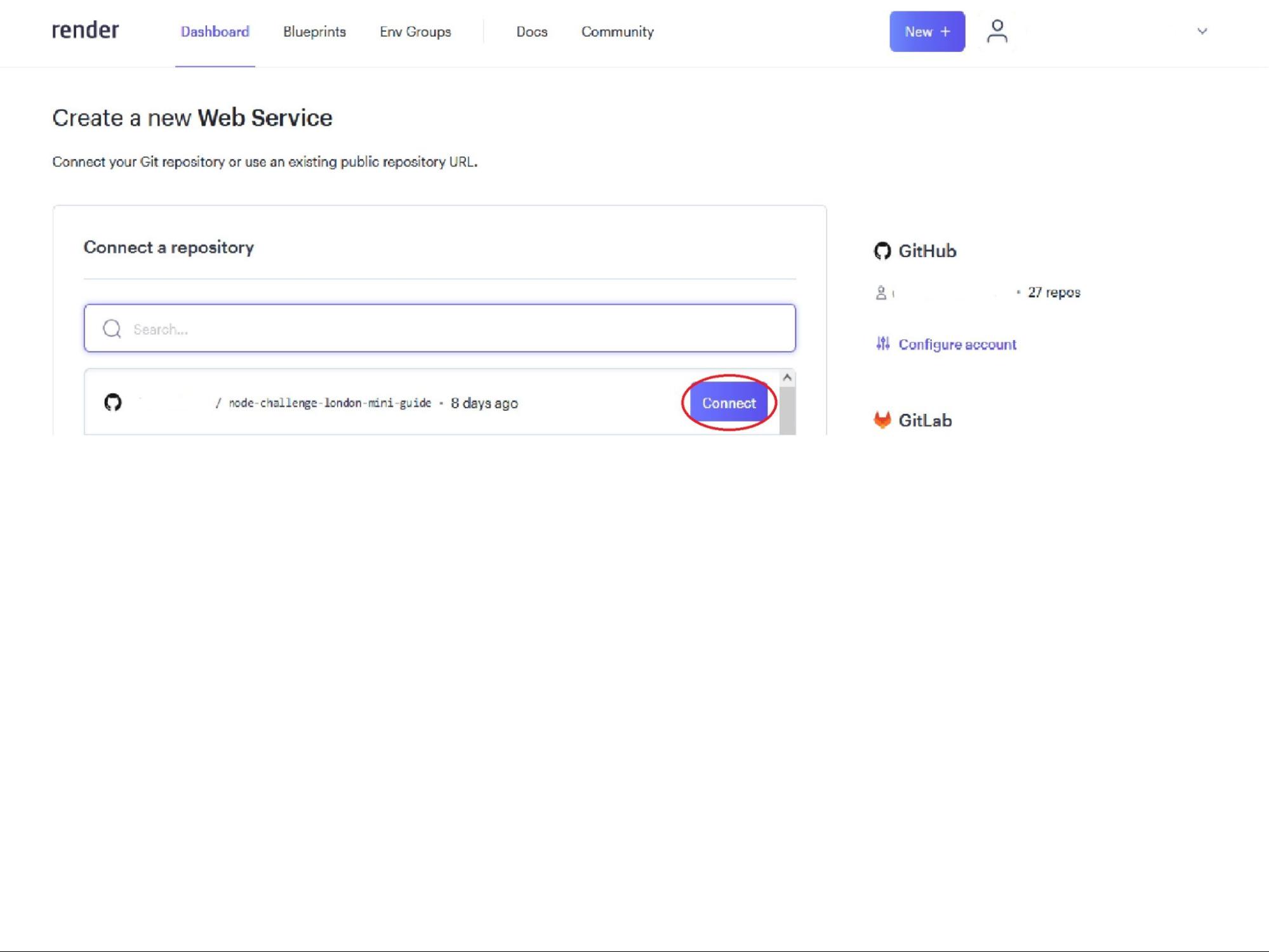 Connect repo to Render